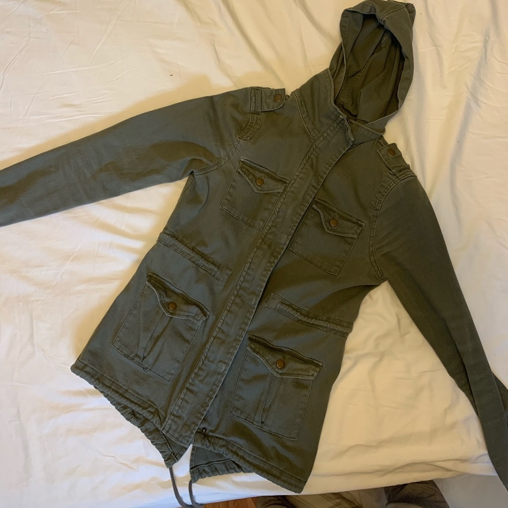 An army green jacket